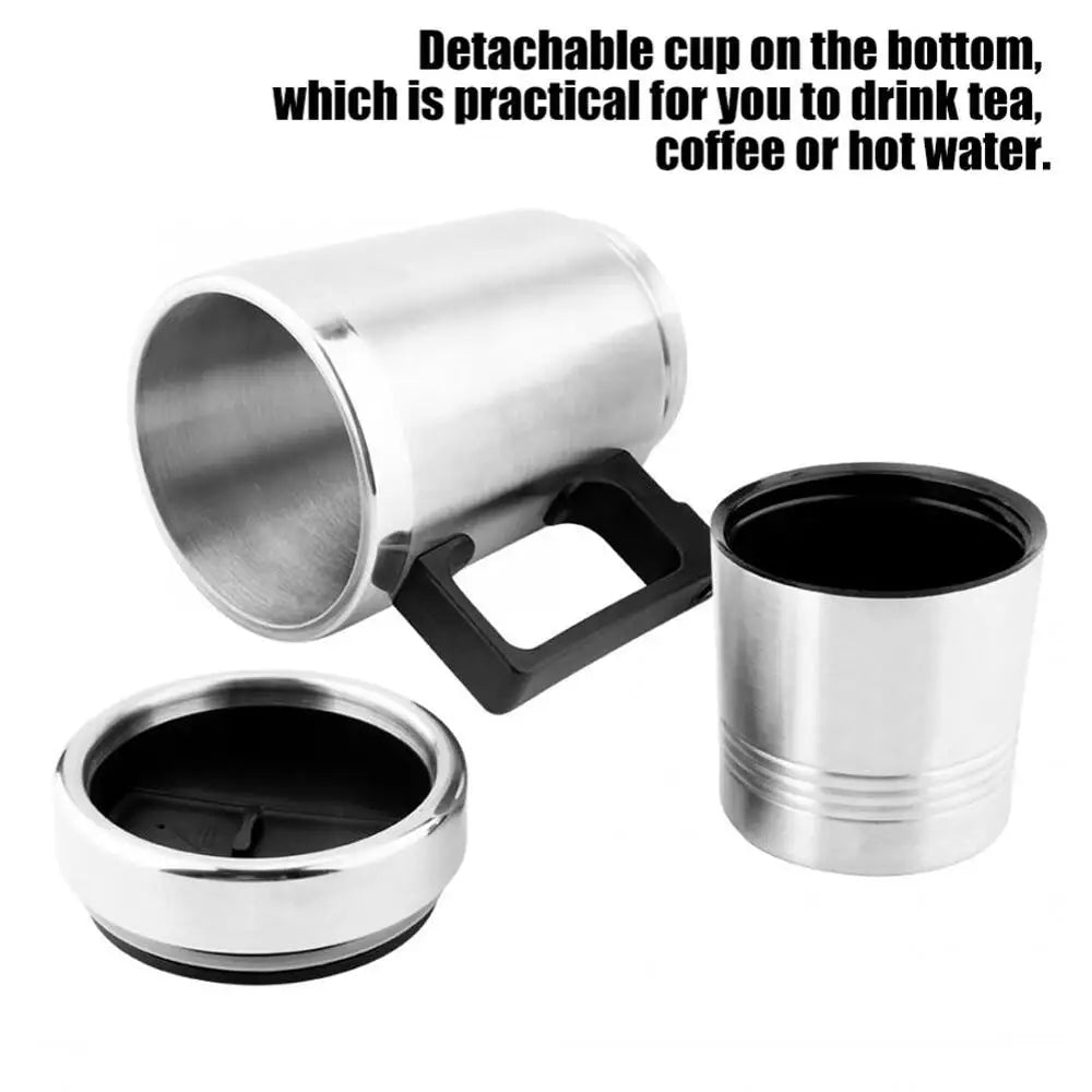 SEAMETAL 12V 24V 300ML Car Heating Cup Stainless Steel Electric Kettle Water Coffee Milk Thermal Mug for Car Winter Accessories