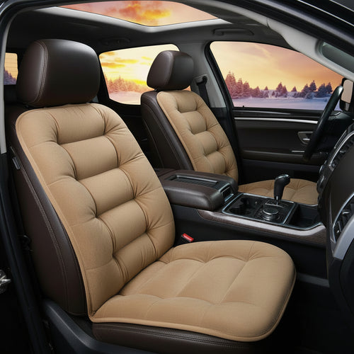 Winter Car Seat Cover with Back Pad Warm Auto Seat Cushion Front Chair Protector Universal for Suv Pick-Up Truck Sedan