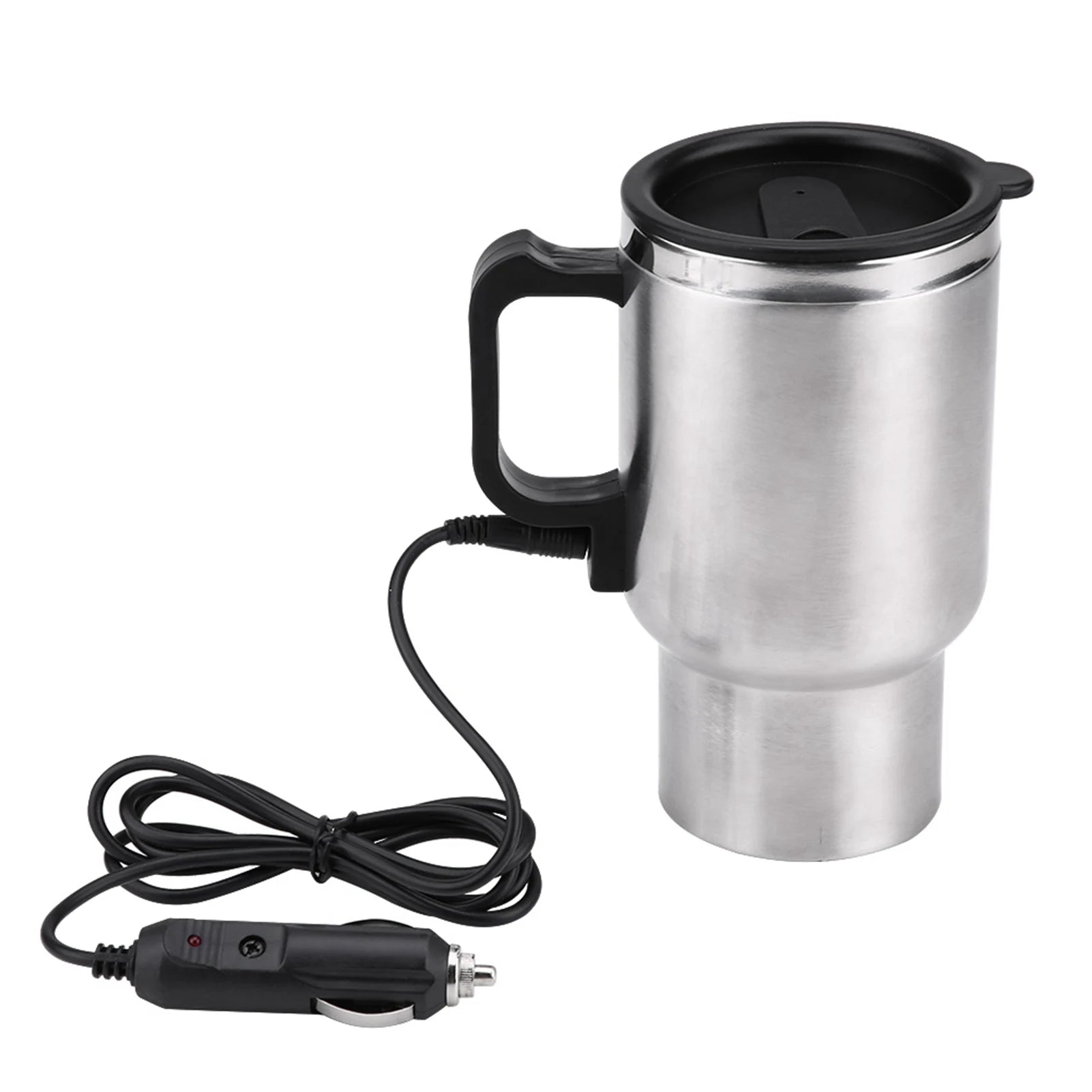 1Pcs 450Ml Stainless Steel Car Electric Kettle In-Car Kettle Travel Thermoses Heating Water Bottle Camping Travel Heated Coffee