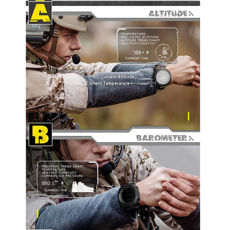 NORTH EDGE Pilot Digital Watch, Military Altimeter, Barometer, Compass & waterproof 50m